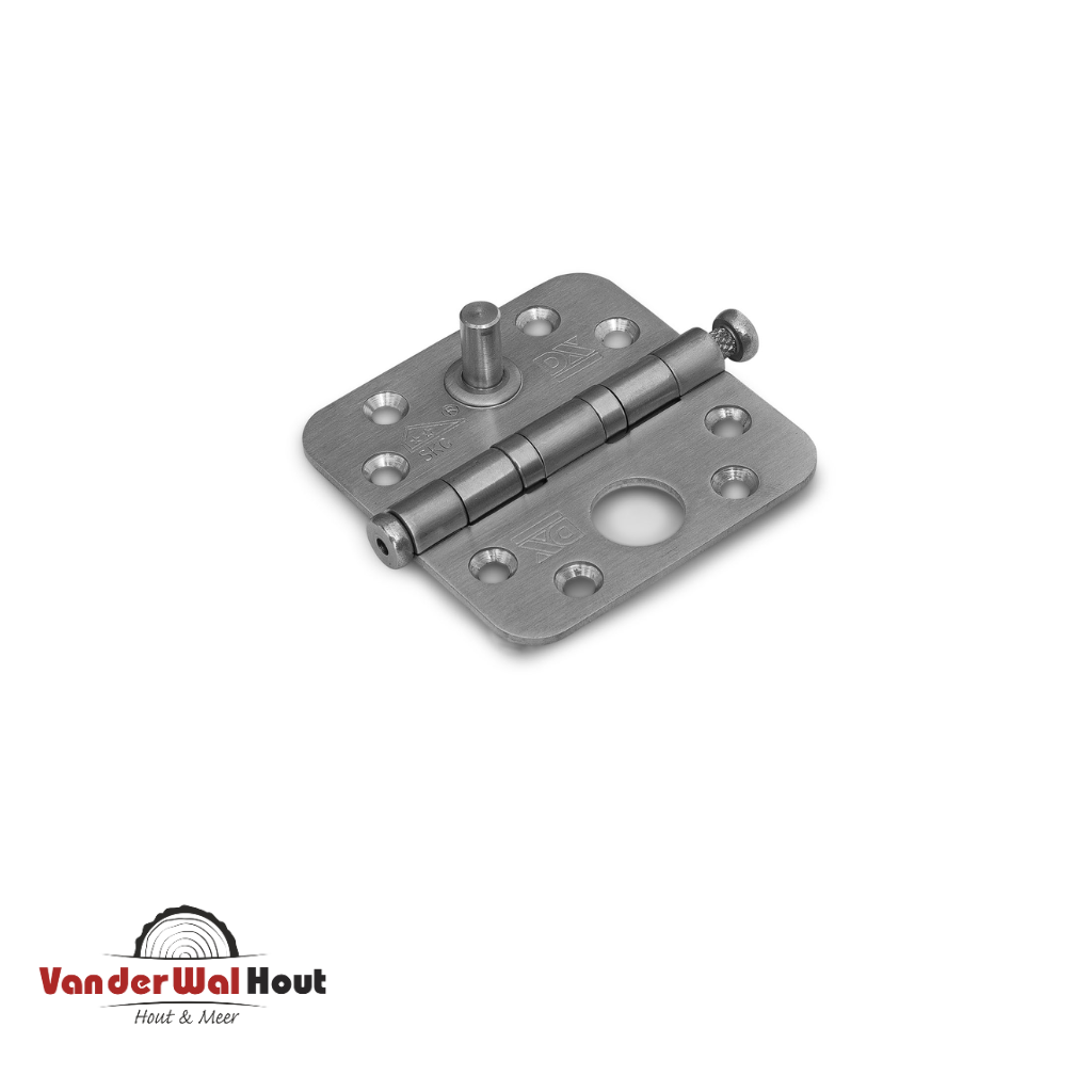 Kogellagerscharnier ronde hoeken SKG**® 76×76 mm RVS geborsteld